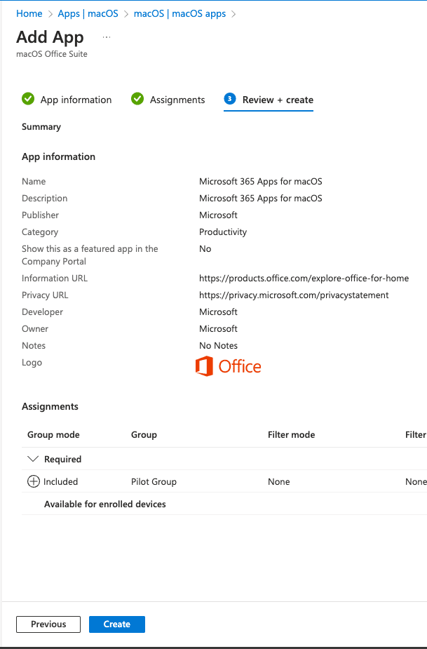 Add App - Review + Create