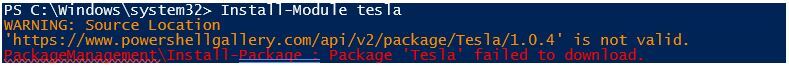 Tesla with PowerShell - Error Message