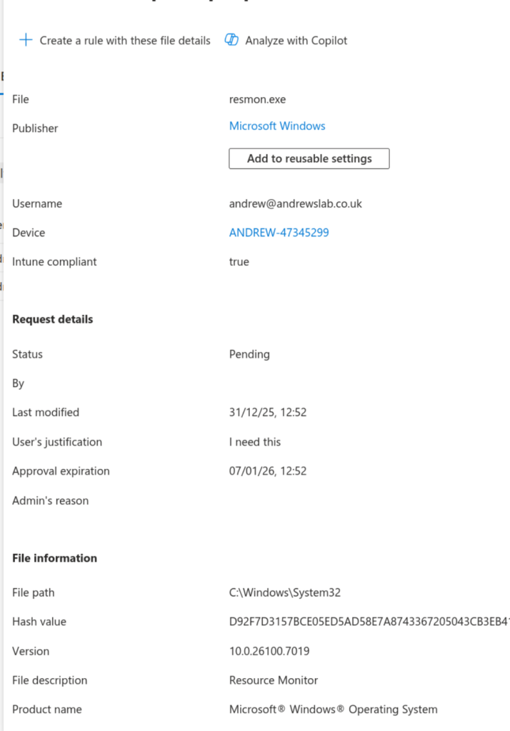 Endpoint Privilege Management - File details