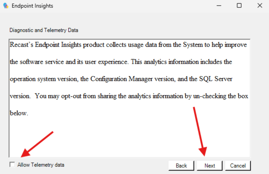 Updating Recast Products - Insights Telemetry Data