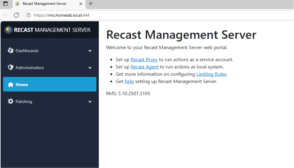 Installing Recast Management Server - RMS Interface