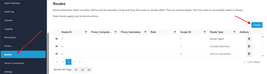 Recast Management Server Configuration - Adding Route