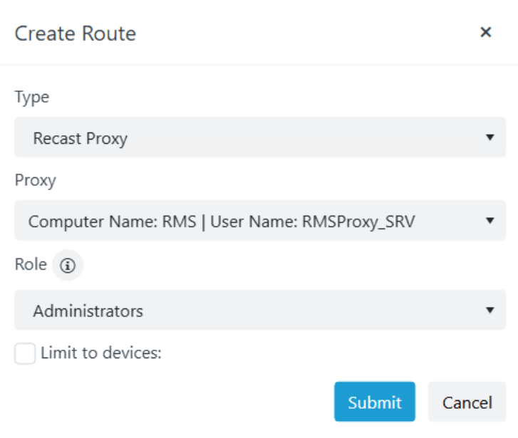Recast Management Server Configuration - Route Creation