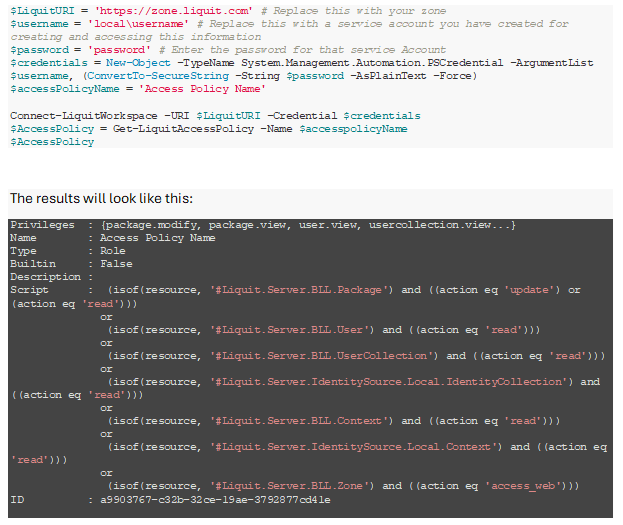 Application Workspace Script - PowerShell Script and Result